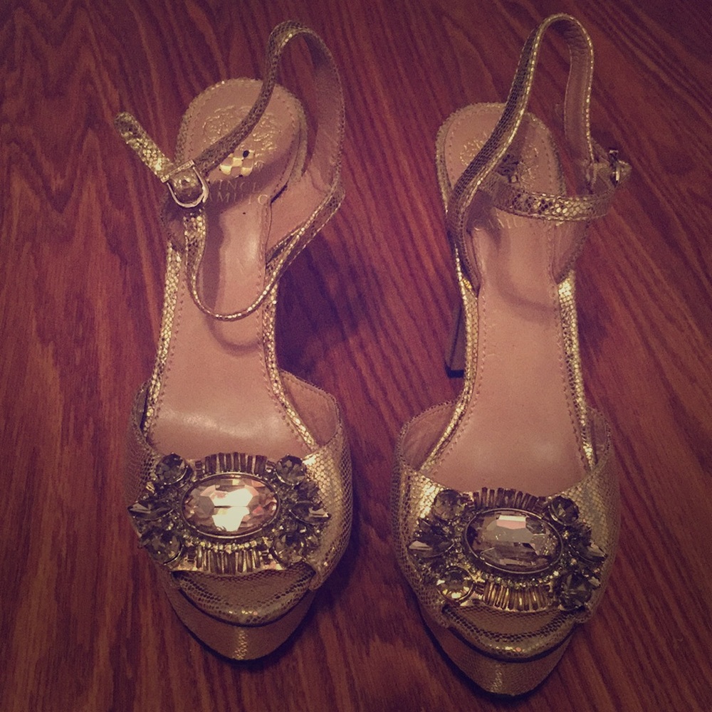 Gold embellished heel